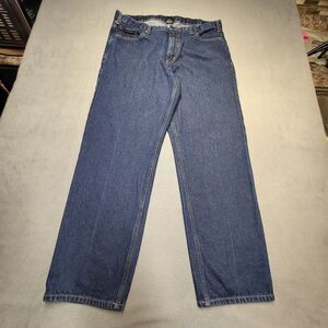 Rugged Wear Jeans Mens 38x31 Blue Straight Leg Distressed Denim